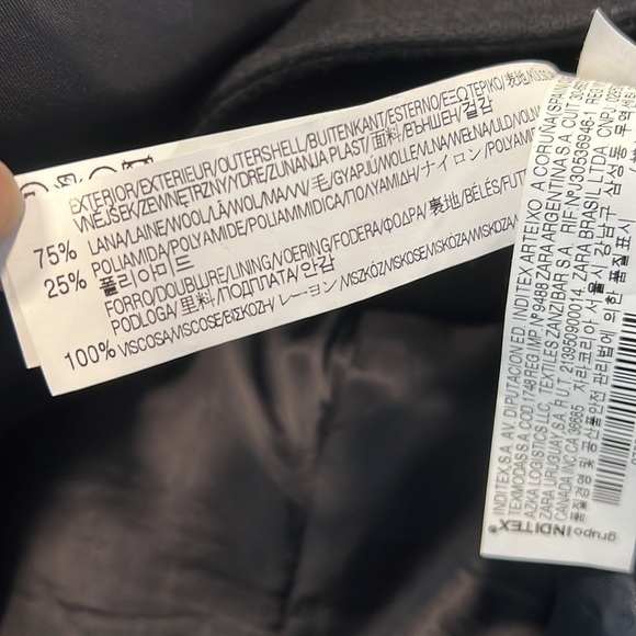 Zara Black Wool Blend Button Front Coat Size XL - Picture 8 of 8